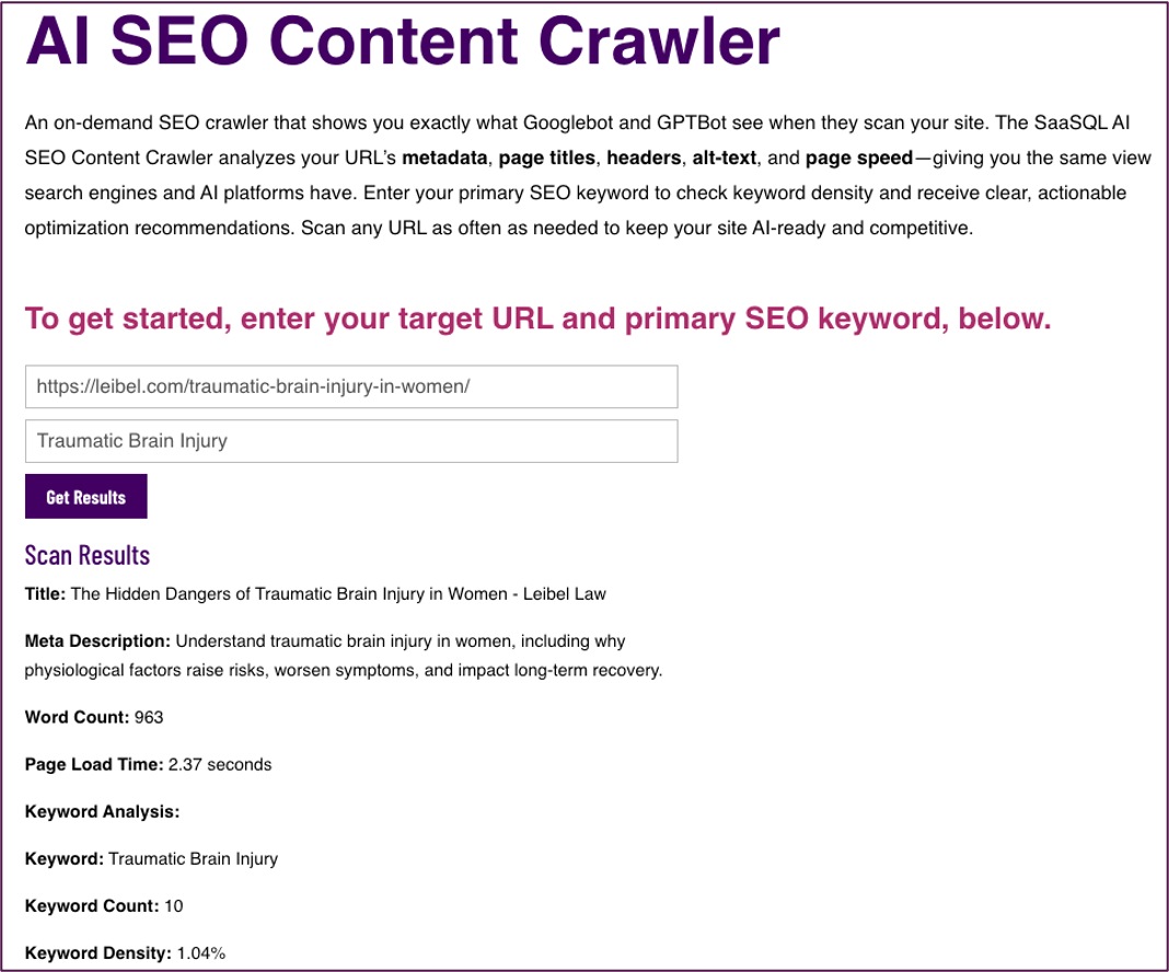 SaaSQL AI SEO Crawler